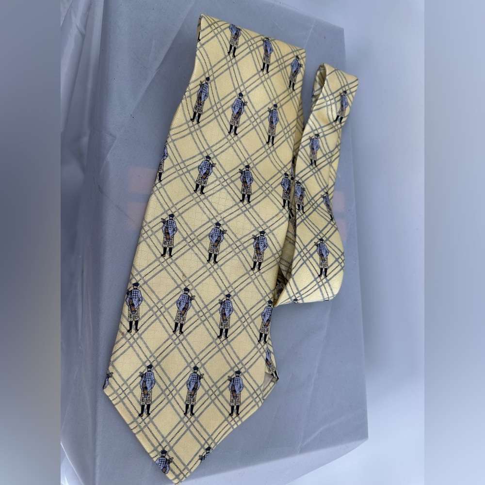 Byron Nelson Tie Gray Tan Silk Necktie Golf Golfer In 50s Golfing Mens